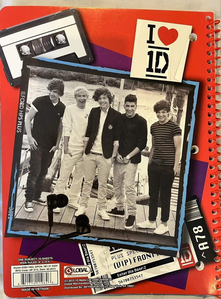2013 One Direction Band Music 1D Notebook Wide Ruled Paper School New Stickers - Image 2 of 4