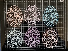6pc pastel easter eggs shimmer cardstock Die Cut Embellishments For cards