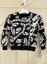 Nike Kids White And Black Logo Crew Neck Sweatshirt Size 4T 3-4 Years