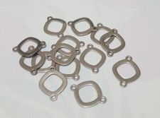 10pz connettori rombo in acciaio inox colore argento scuro 18x14mm bijoux