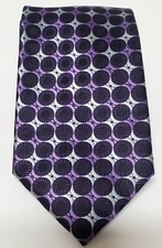 BERGAMO NEW YORK Necktie Black/ Purple/Lilac/Silver Circle Geometric Tie