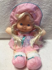 Vintage 1992 Fisher Price Puffalump KIDS PINK Doll Blue Eyes Blonde Braids 15"