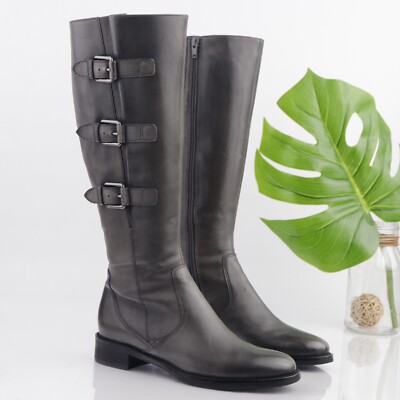 Ecco Women's Shape 25 Boot Size 36 Tall Moto Buckle Gray