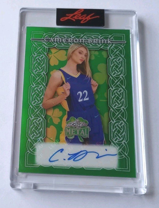 Cameron Brink 2026 Leaf Metal St. Patrick's Day Shamrock ☘️ Auto 2/3 LA Sparks ⭐