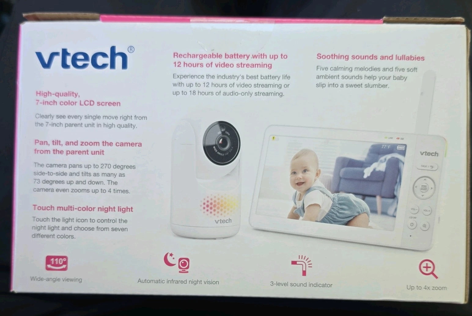 VTech Pan & Tilt Baby Video Monitor/Nursery Camera Advanced HQ Max White 7 inch
Opens in a new windo