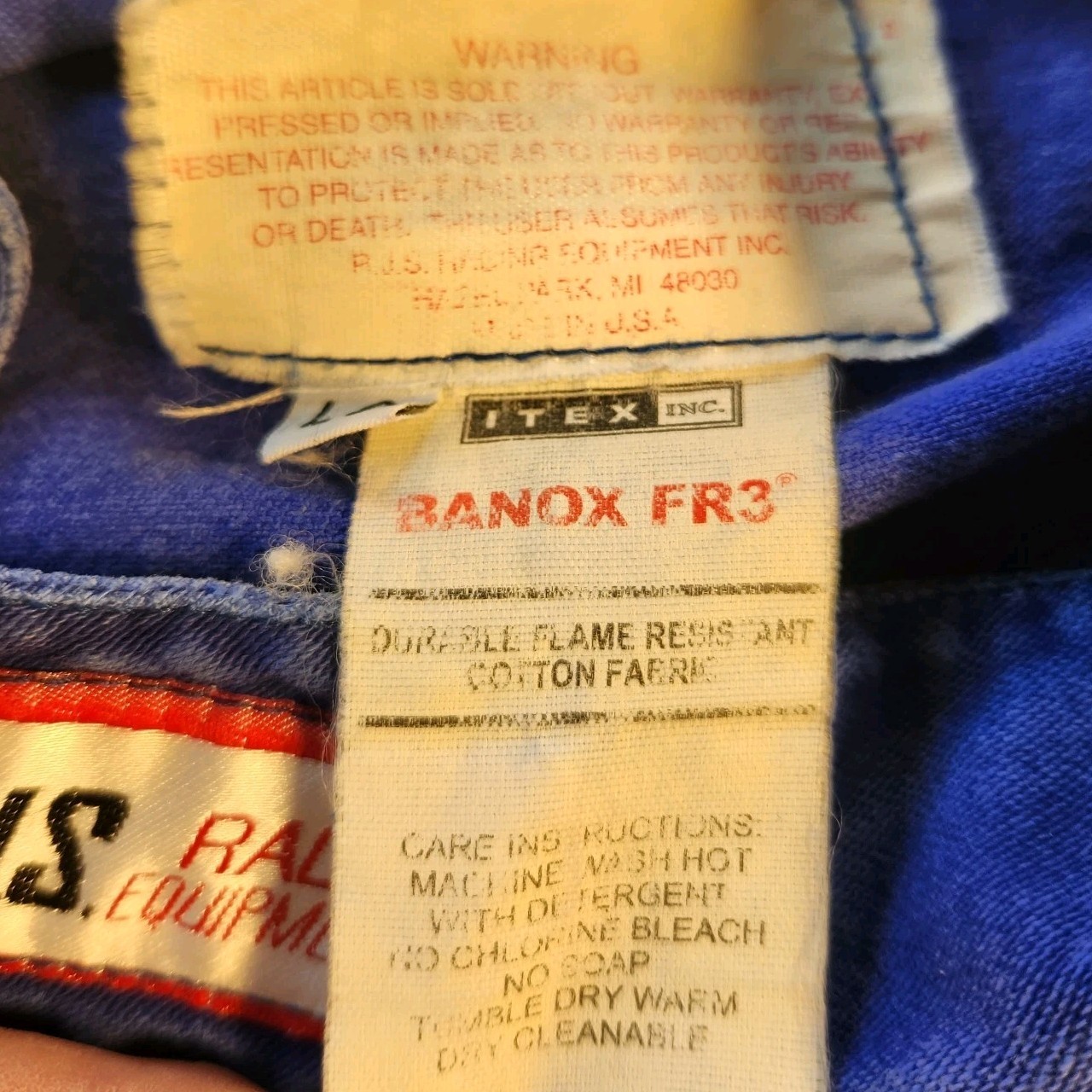 Vintage RJS Jacket FR3 Racing Equipment Adult LG Blue Full Zip Stripes Sfi 