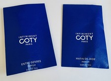 2 x Infiniment Coty Paris MATIN DE JADE/ENTRE GENRES Parfum Spray Samples 1.5ml 