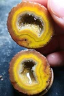 1Pair Rare China Natural Warring States Red Agate Geode Quartz Crystal Slices