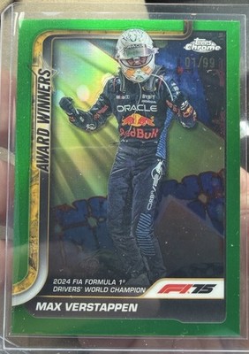 2025 Topps Chrome F1 Max Verstappen World Champion Green Refractor #1/99 1/1
