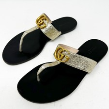 Gucci Marmont GG Metallic Thong Sandals Womens Size EU 38