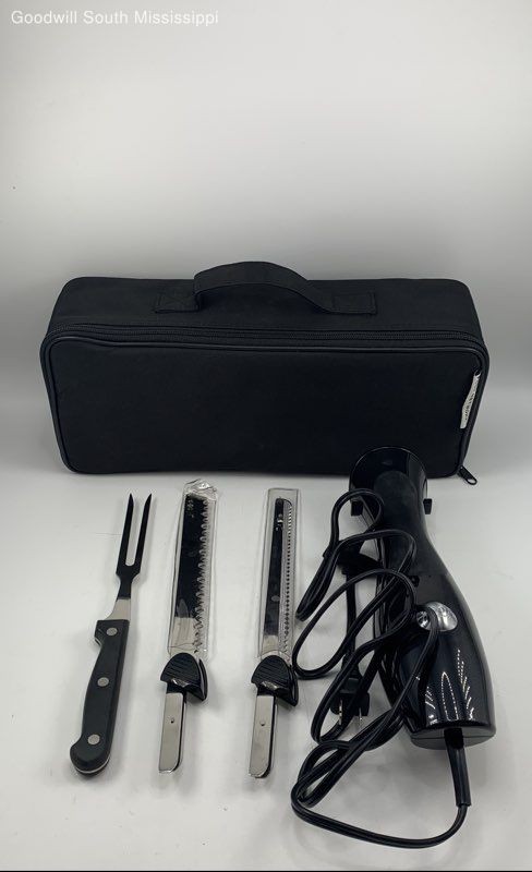 Food Network Black Electric Kitchen Knife Model Fnknb1000 W/carry Case