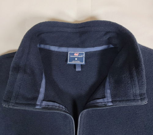 Vineyard Vines Chicago L/S Pullover Zip Maglione Pile Top Blu Uomo Medium D4 - Foto 3 di 10