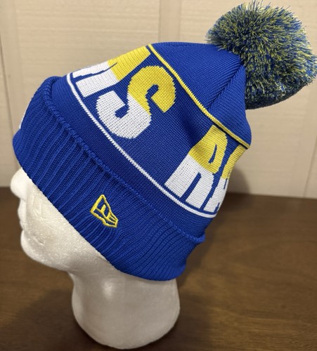 NFL Los Angeles Rams New Era One-Time Removable Pom Knit Toboggan Beanie Hat - Picture 3 of 7