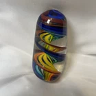 Vintage Murano Hand Blown Glass Rainbow Swirl Paperweight/Bead