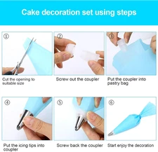 34Pcs Piping Bags and Tips Set, Bake Cake Decorating Kit with 24 Stainless St...