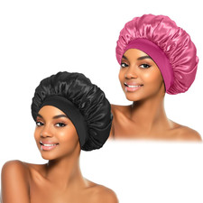 2Pcs Silk Bonnet for Sleeping, Satin Hair Bonnets, Soft Elastic Band Silk Sleep