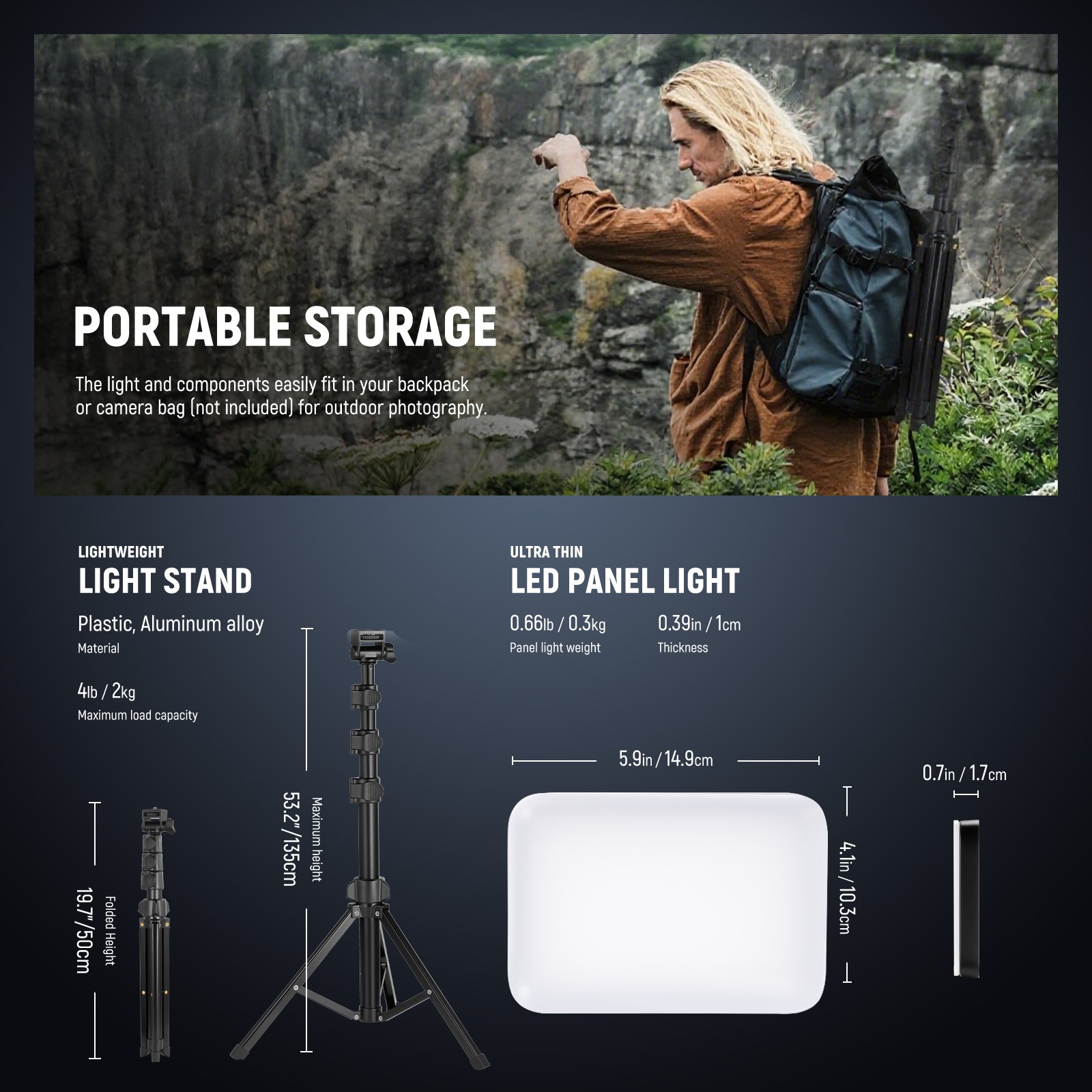 NEEWER Basics BP66D LED Video Light Kit w/Tripod, 3200K-5600K