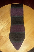 Vtg Rooster Pointed Knit Stripe Tie Texture Green Purple Teal 3 X 54.5