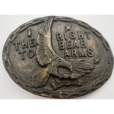 The Right to Bear Arms Belt Buckle Article 2 1980's Eagle USA Vintage