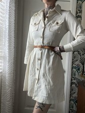 Vtg 1970s Dagger Collar Shirt Mini Dress Retro Boho M