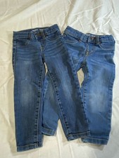 2 pair of Oshkosh B'Gosh Super Skinny Blue Jeans Girls, Size 2T Adjustable Waist