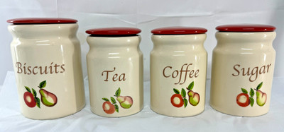 Arthur Wood Obstgarten Obst Keramik Kanister Set Tee Kaffee Zucker Kekse 80er