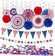 29PCS 4th/Fourth of July Patriotic Decorations Set - Red White Blue Paper