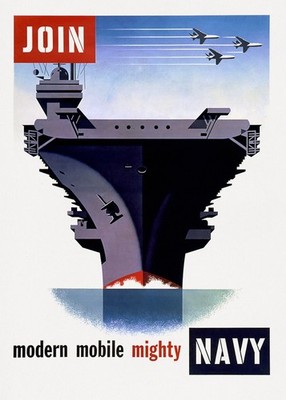 Joseph Binder 1957 Join the Navy Modern Mobile Mighty Vintage Recruitment Poster
