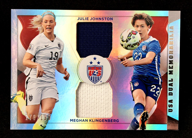 Julie Johnston Meghan Klingenberg 2015 Panini US Dual Worn Jersey /199 USWNT RC