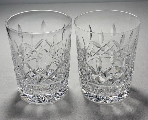 VNTG Waterford Lismore Crystal 4-3/8” Double Old Fashioned Whiskey Glasses (2)