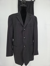 Vtg Carlo Demichelis Mens Suit Gray 44R Pants 36x31 Angelico Super 100s EUC