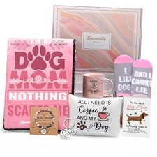 9 Pcs Dog Mom Gifts for Women Pink Birthday Gift Set for Dog Lovers Fur Mom