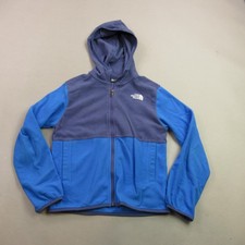 North Face Jacket Boys Medium Long Sleeve Full Zip Pockets Outdoors Hooded Blue