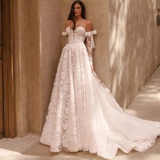 Modern Sweetheart Wedding Dresses Bridal A-Line Beaded Bow Lace Appliques