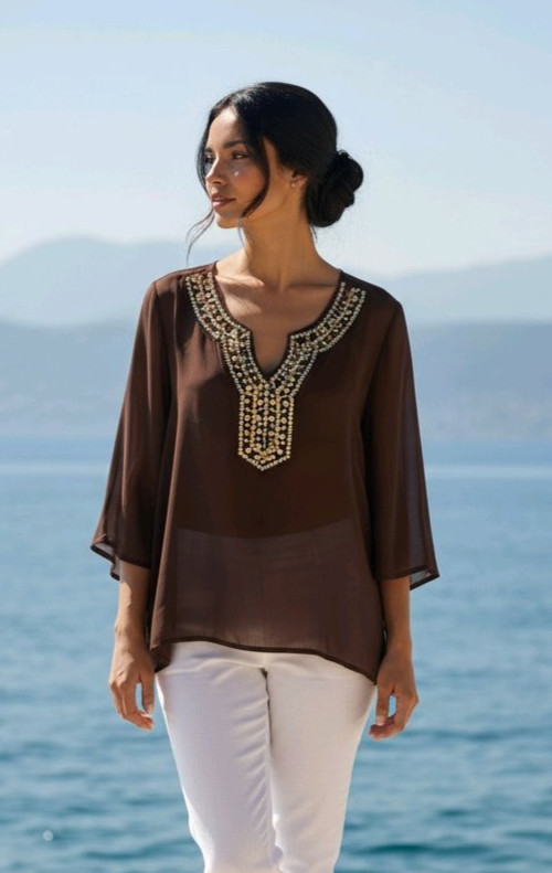 First Issue Top Sheer Sequins Detached Shell Tank… - image 1