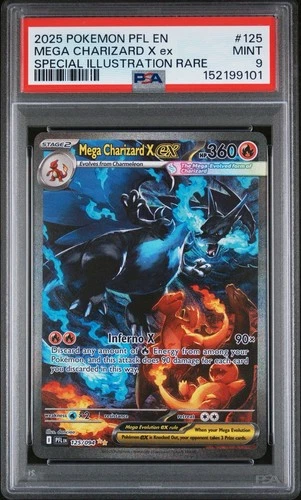 2025 POKEMON PFL EN-PHANTASMAL FLAMES #125 MEGA CHARIZARD X EX PSA 9