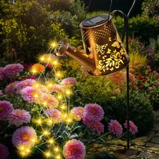 Solar Watering Can with Lights, Metal Solar Garden Lights Outdoor, Waterproof...