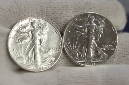(2) 1941 S US Walking Liberty Half 50c XF (Cleaned)