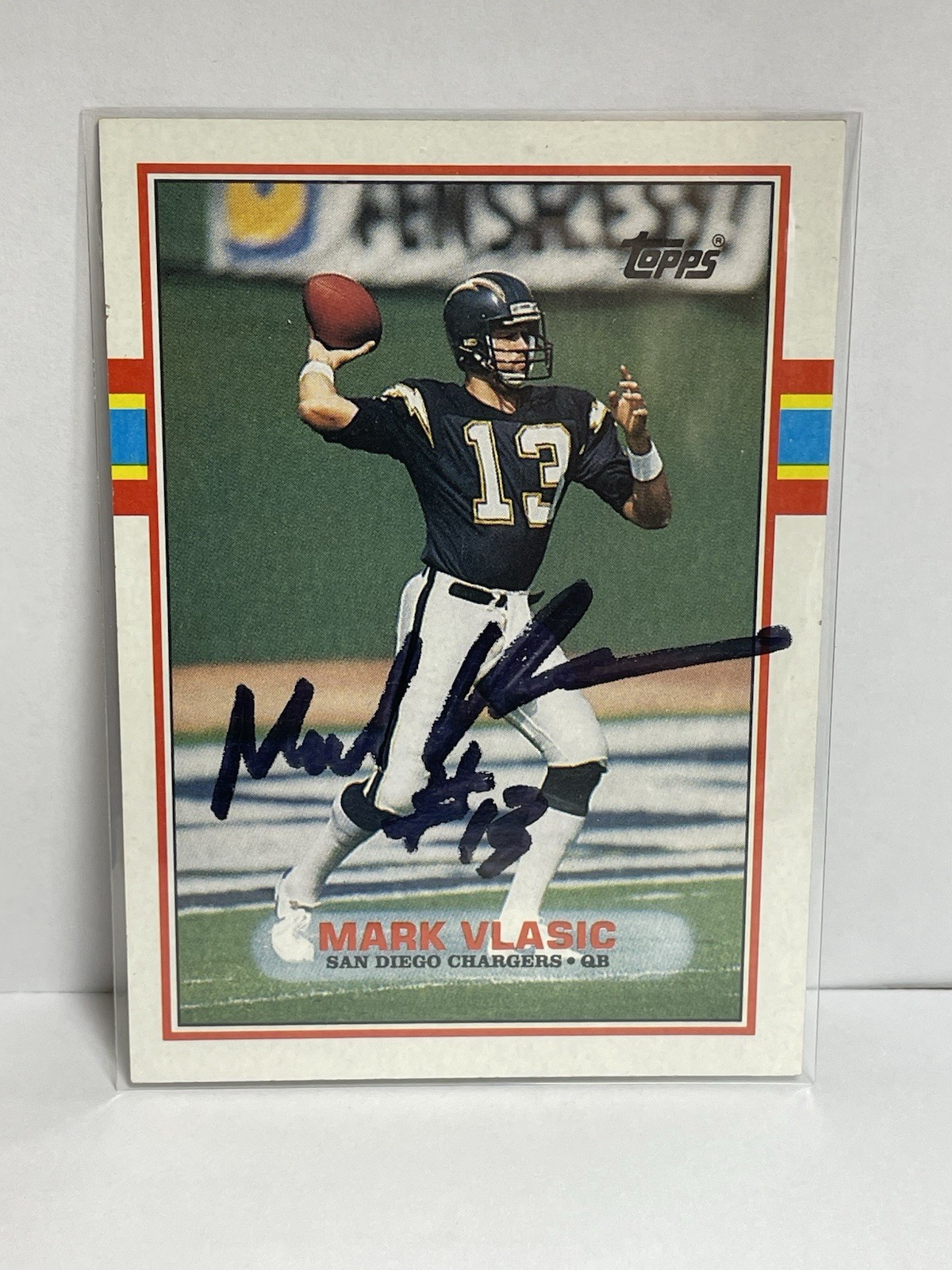 1989 Topps Mark Vlasic Rookie Auto Signed Autograph Chargers