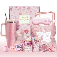 15PCS Birthday Gifts for Women, Relaxing Spa Basket With Luxury Flannel Blank...