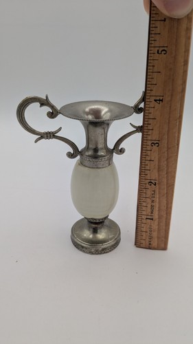 Vintage Stone and Metal Bud Vase Miniature Amphora Vase Boho Decor - Picture 15 of 19