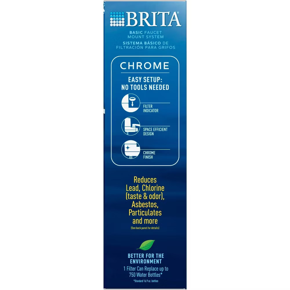 Brita Tap Water Faucet Filtration System - Chrome: Filters Chlorine & Lead,