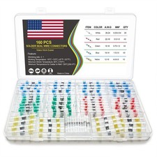 160Pcs Solder Sleeve Heat Shrink Wire Butt Splice Connector Waterproof Terminals