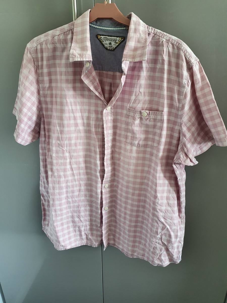 Mens 'Mantaray' short sleeve check Pink white button up - Main Image