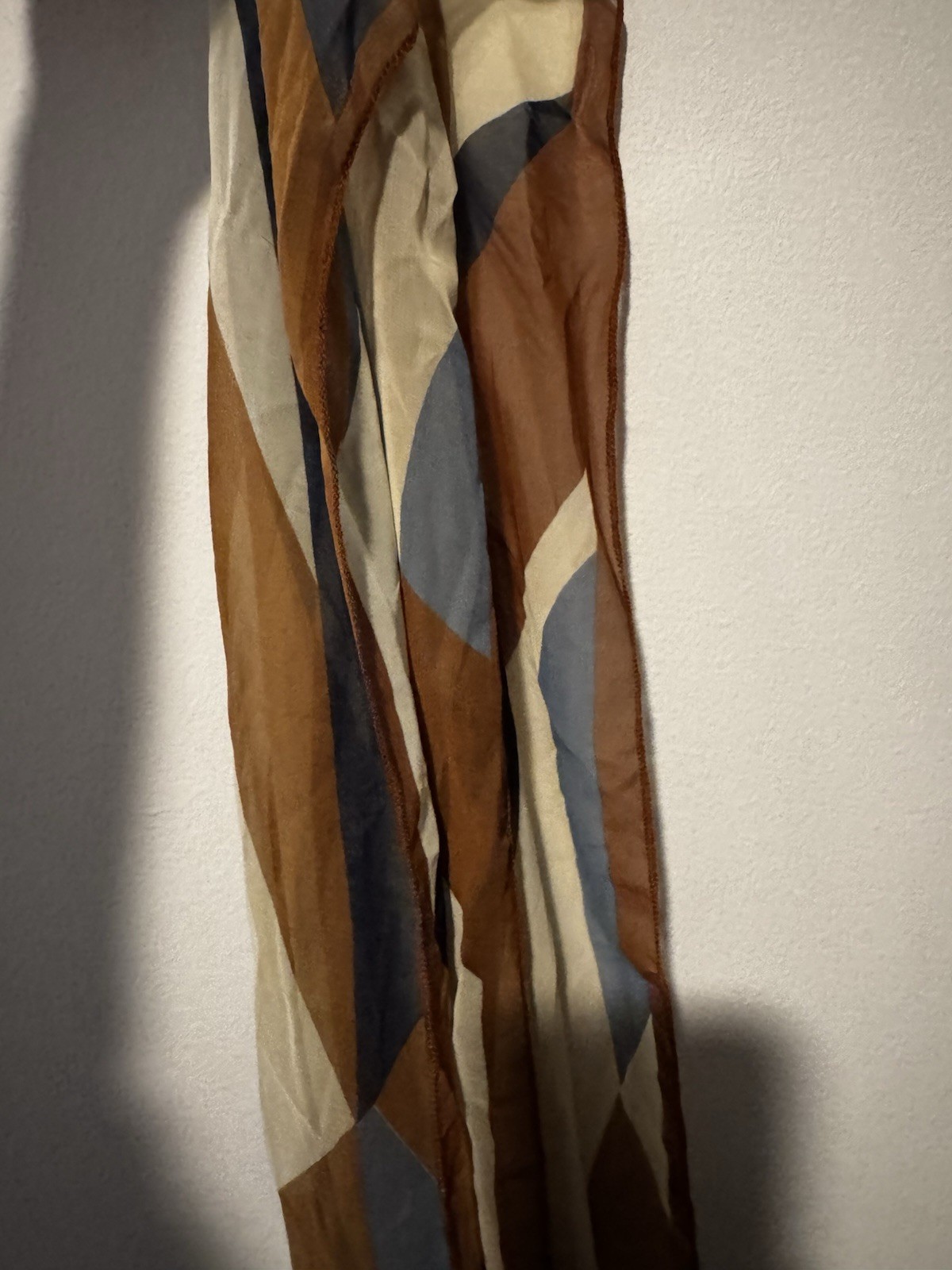 Vintage Geometric Rectangular Sheer Scarf Brown B… - image 3