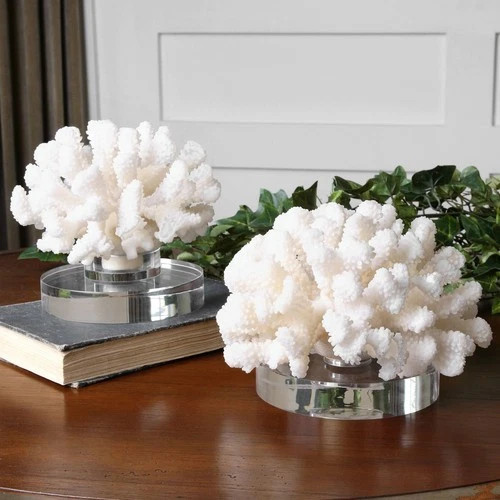 Uttermost Hard Cream Coral 2-Piece Accent Sculpture Set - Picture 1 of 3