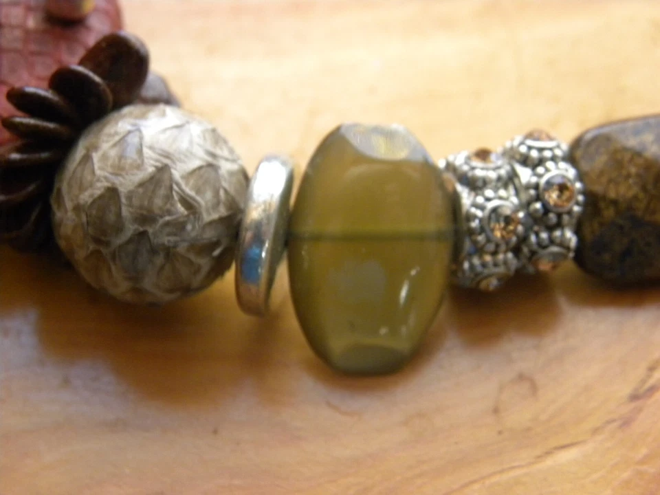 PULSERA OTAZU MADREPERLA, JASPE, CONCHA, PLATA RODIO PALANCA 8" Foto 4 de 4