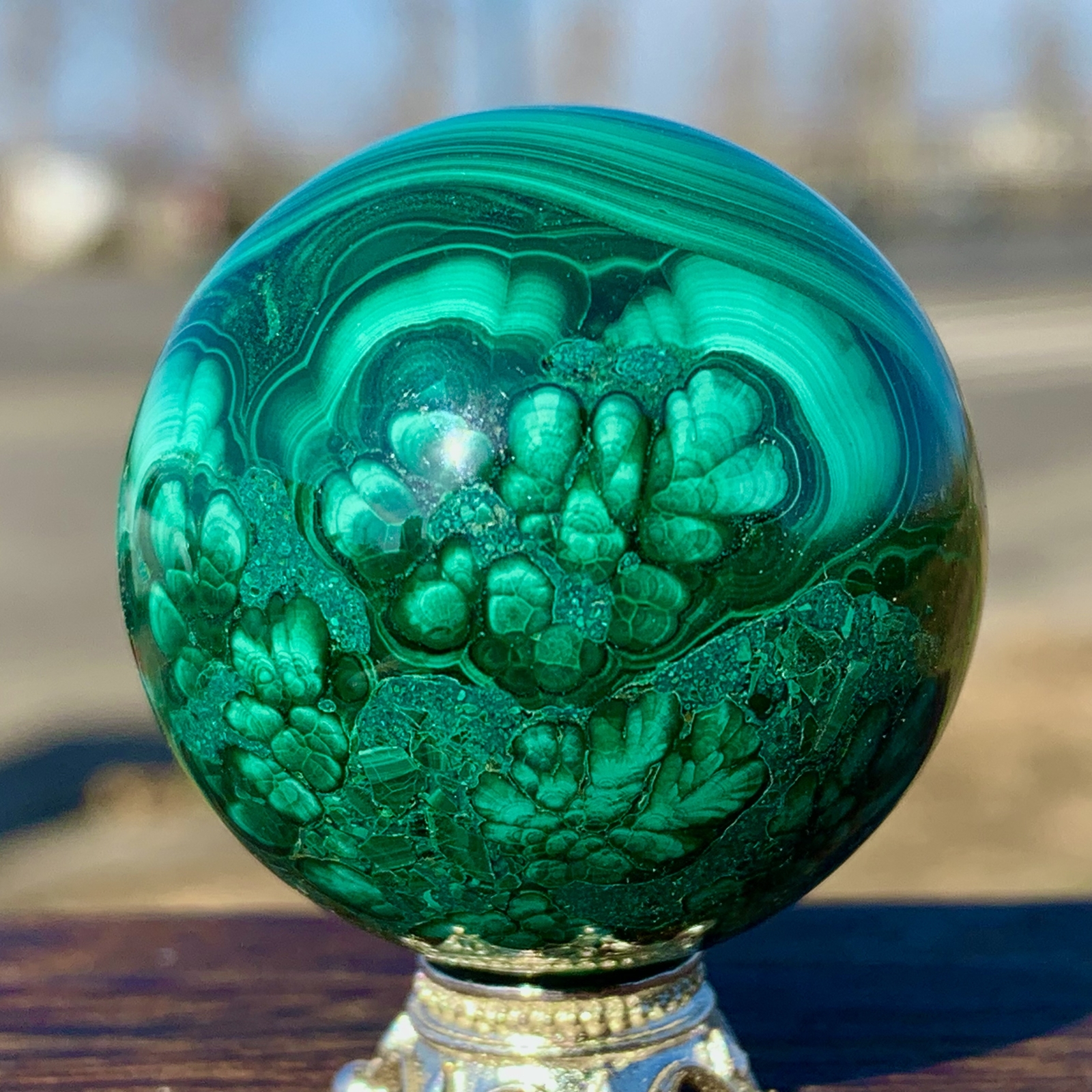 80G Natural glossy Malachite ball transparent cluster rough mineral sample