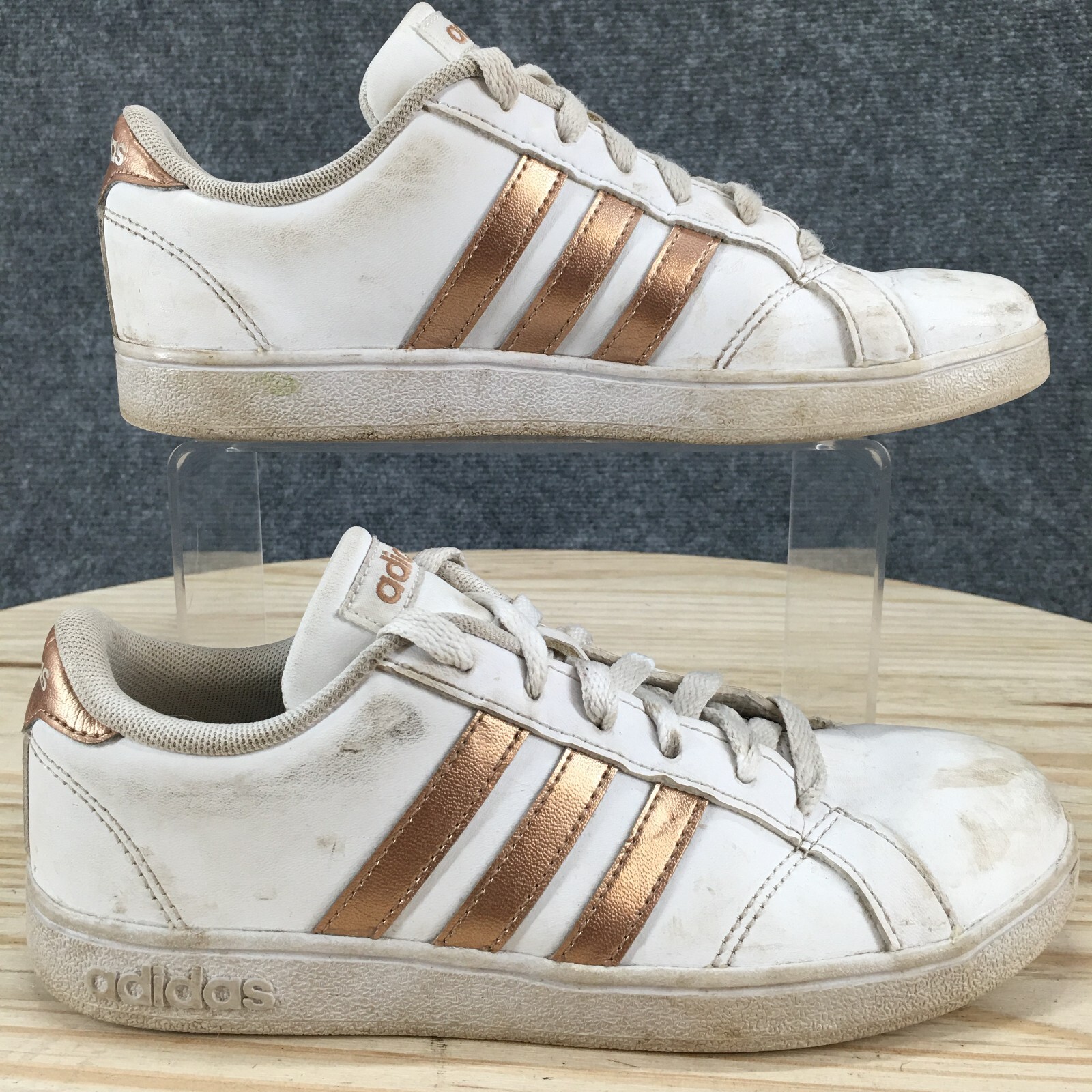 Adidas Shoes Youth Girls 4 Baseline Casual Sneaker White Faux Leather Low AQ0783 Adidas Shoes Youth Girls 4 Baseline Casual Sneaker White Faux Leather Low AQ0783