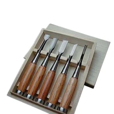 JAPANESE compact Nomi White Steel set of 5 cased in a wooden box NEW